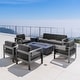 preview thumbnail 1 of 26, Cape Coral Aluminum 7-piece Sofa Chat Set with Fire Pit by Christopher Knight Home Grey + Dark Grey + Dark Grey Fire Pit
