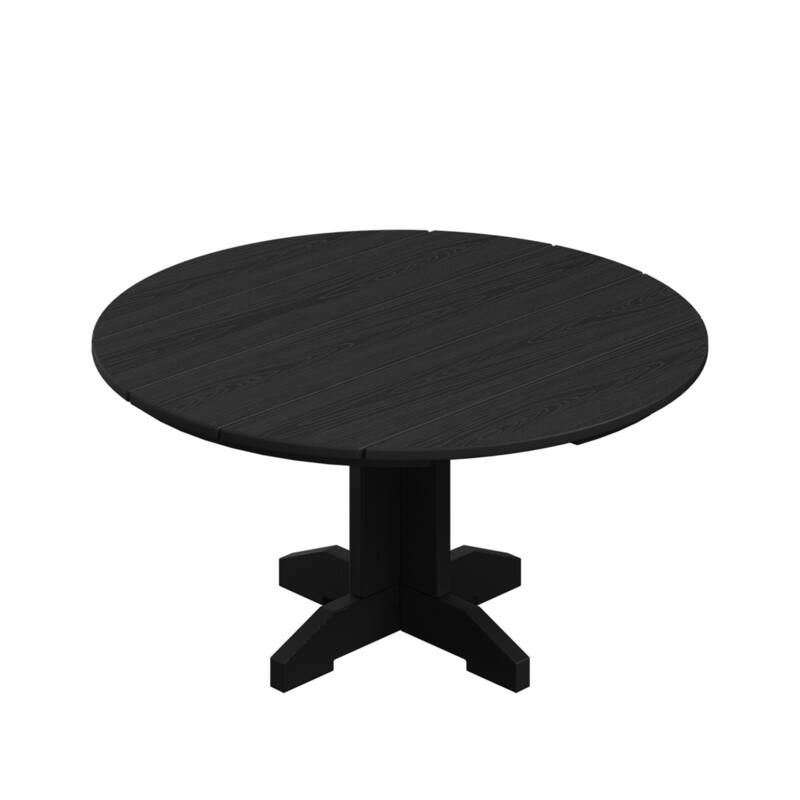 HDPE Patio Outdoor Round Coffee Table, X-shaped Leg - Black