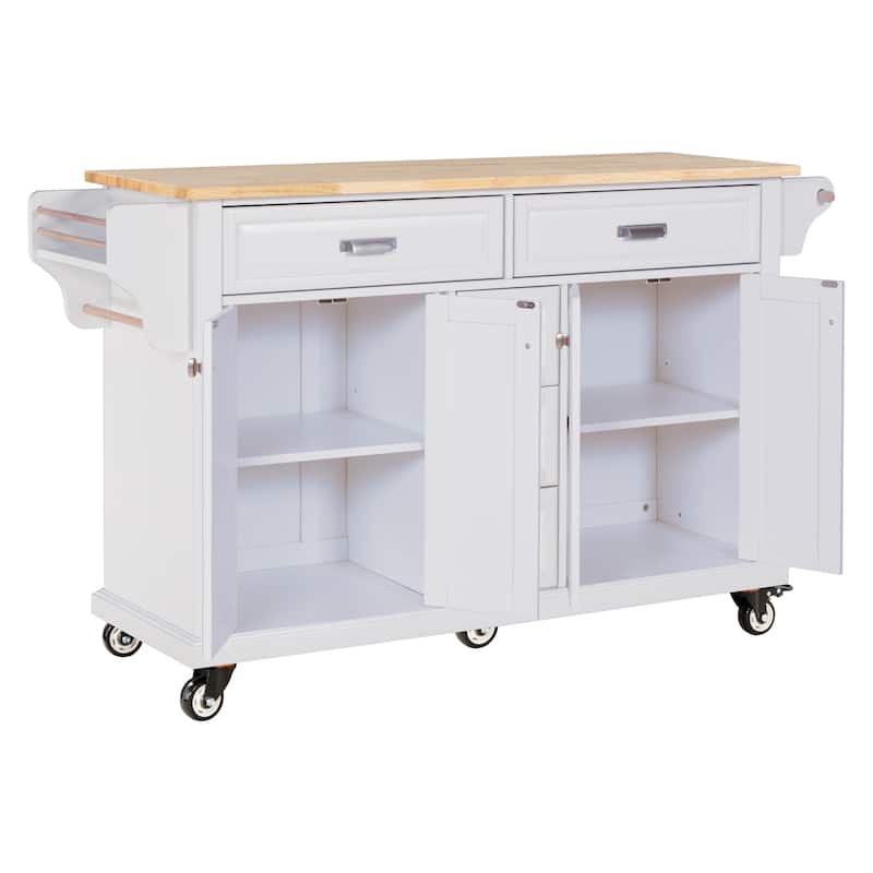 Kitchen Cabinet with Adjustable Shelves, Kitchen Island with Drawers, Kitchen Storage Cart with Built-in Spice Rack