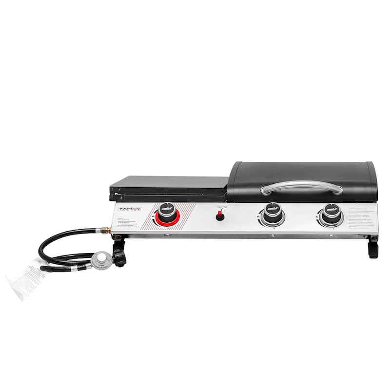 Royal Gourmet 3-Burner Grill and Griddle Combo Station with Lid - Silver