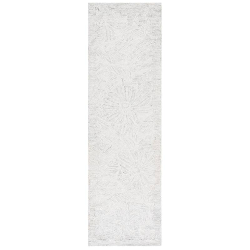 SAFAVIEH Handmade Pine Tanuja Wool Rug - Light Grey/Ivory - 2'3" x 8' Runner