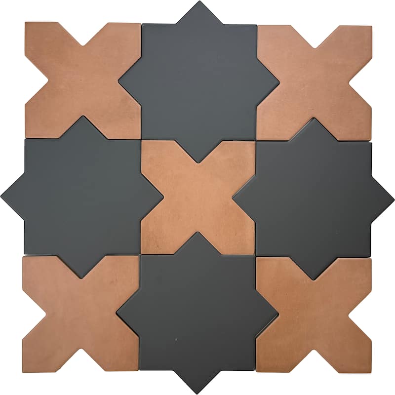Seville 7" Star with 5" Cross Matte Porcelain Wall and Floor Tile (10.62 sq ft/case) - 68 Pack - Brown/Black