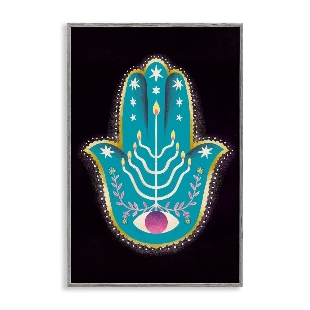 Stupell Spiritual Folk Style Hamsa Framed Giclee Art Design By Hannah Moren