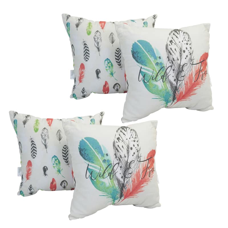 17-inch Square Reversible Multi-pattern Outdoor Throw Pillow (Set of 2) - Set of 4 - Wild and Free