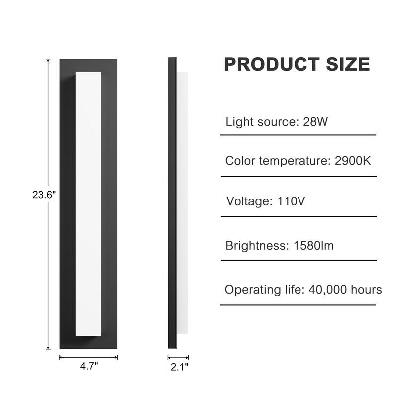 Aluminum LED Outdoor Wall Sconce Rectangle Wall Mounted Lights
