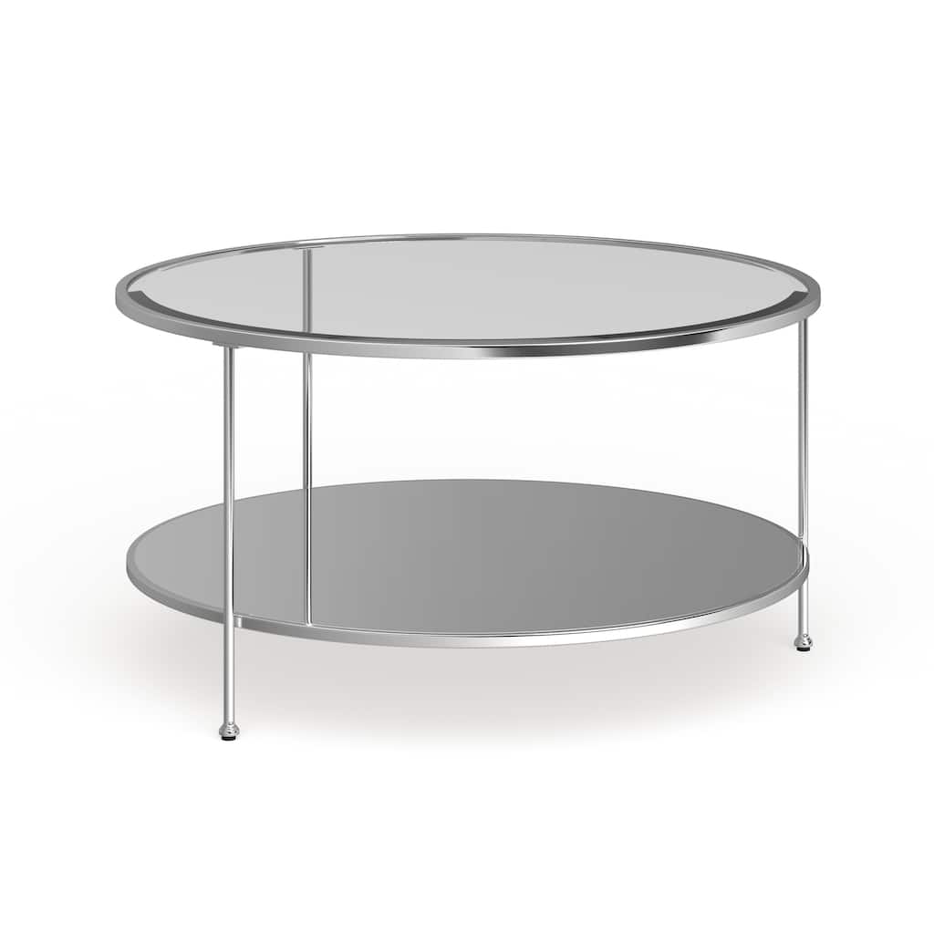 SEI Furniture Rainier Round Metal and Glass Coffee Coffee Table