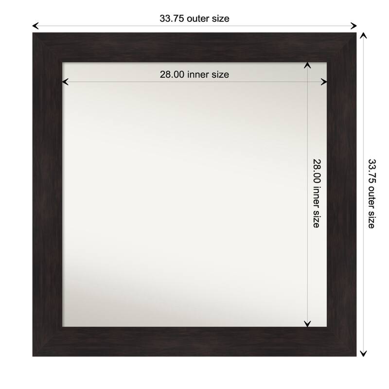 Furniture Espresso Framed Non-Beveled Custom Wall Mirror, Bathroom Vanity Mirror - Outer Size: 33.75 x 33.75