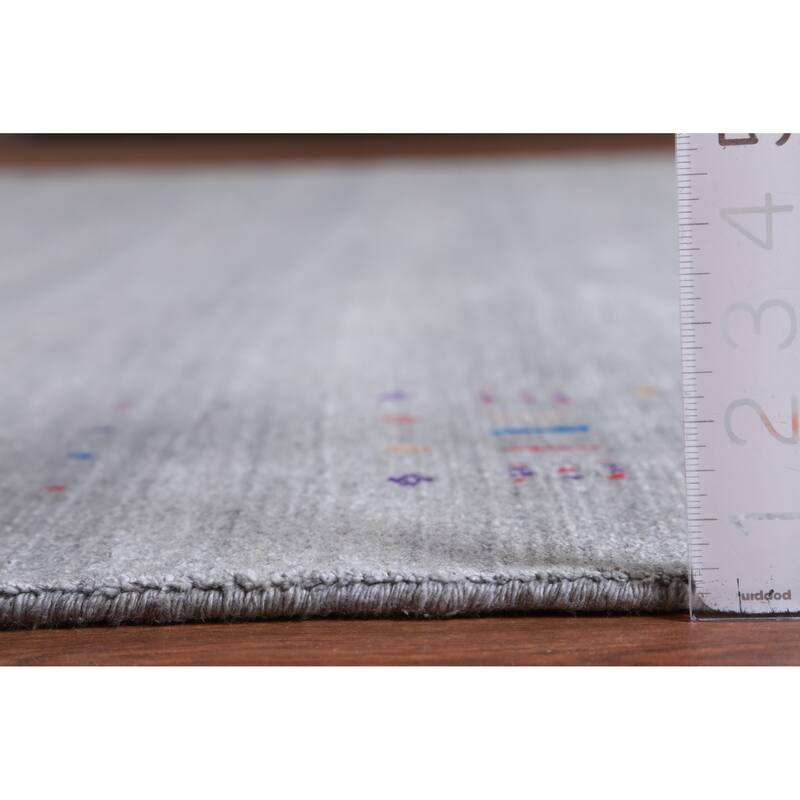 Hand Knotted Oriental 100% Wool Carpet Tribal Tribal Greys & Charcoal Gabbeh Area Rug - 12' 2'' X 9' 2''