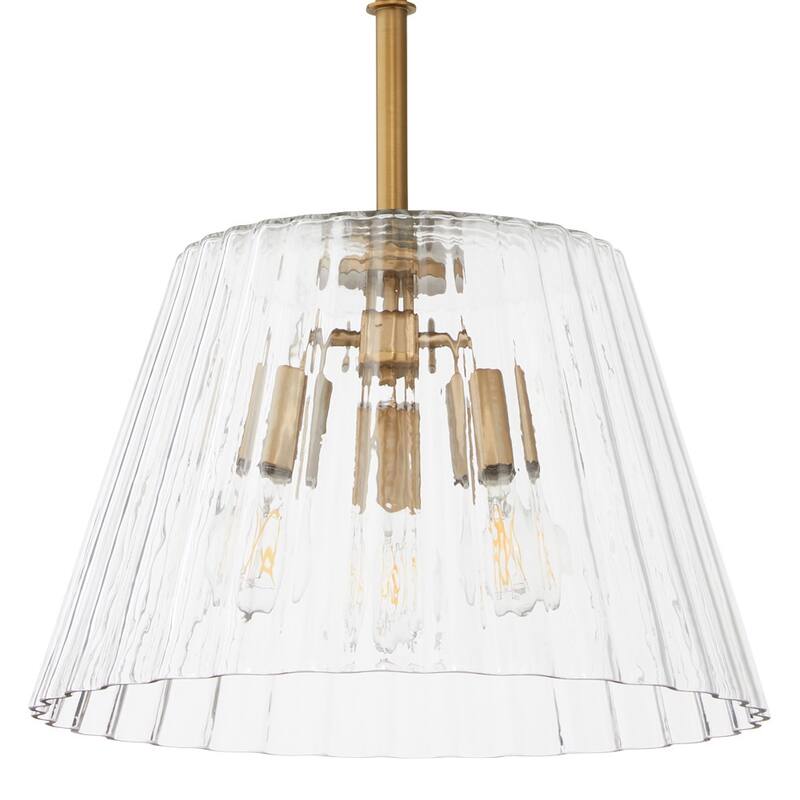 Quorum International 8803-3 Lawton 3 Light 16" Wide Pendant with - Brushed Brass