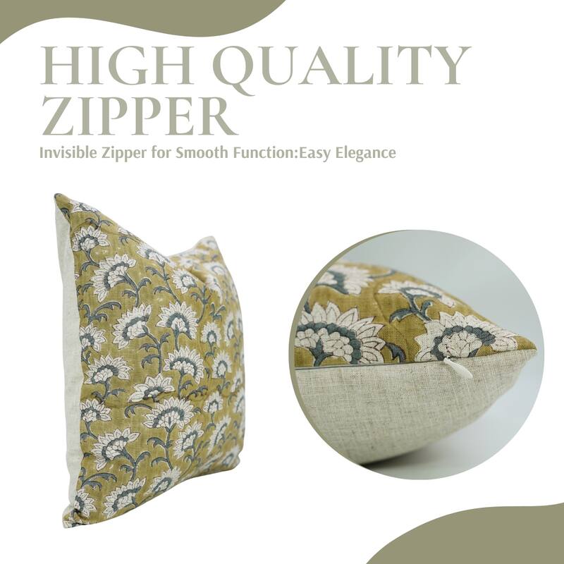 Fabdivine Viscose 16x16 Inch Floral Pillow Cover Throw Home, Fall Decor or Boho Bedroom Square Cushioncase, Rajnigandha