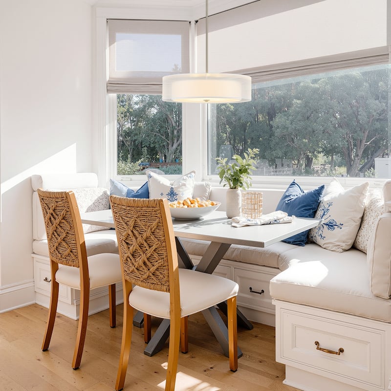 CO-Z 3-Light 20"W Double Drum Fabric Semi Flush Mounyt Pendant Chandelier