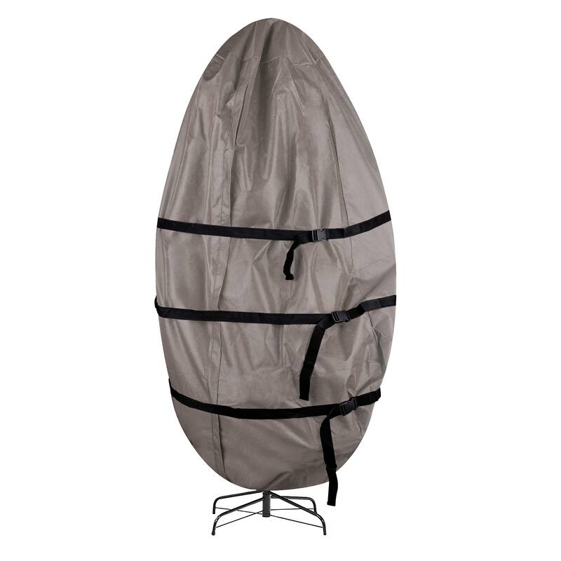 Christmas Tree Storage Bag - Upright Zippered Canvas Cover for 9-Foot Artificial Trees with Buckle Straps by Elf Stor (Gray)