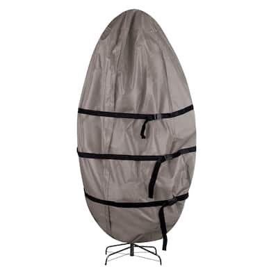 Christmas Tree Storage Bag - Upright Zippered Canvas Cover for 9-Foot Artificial Trees with Buckle Straps by Elf Stor (Gray)