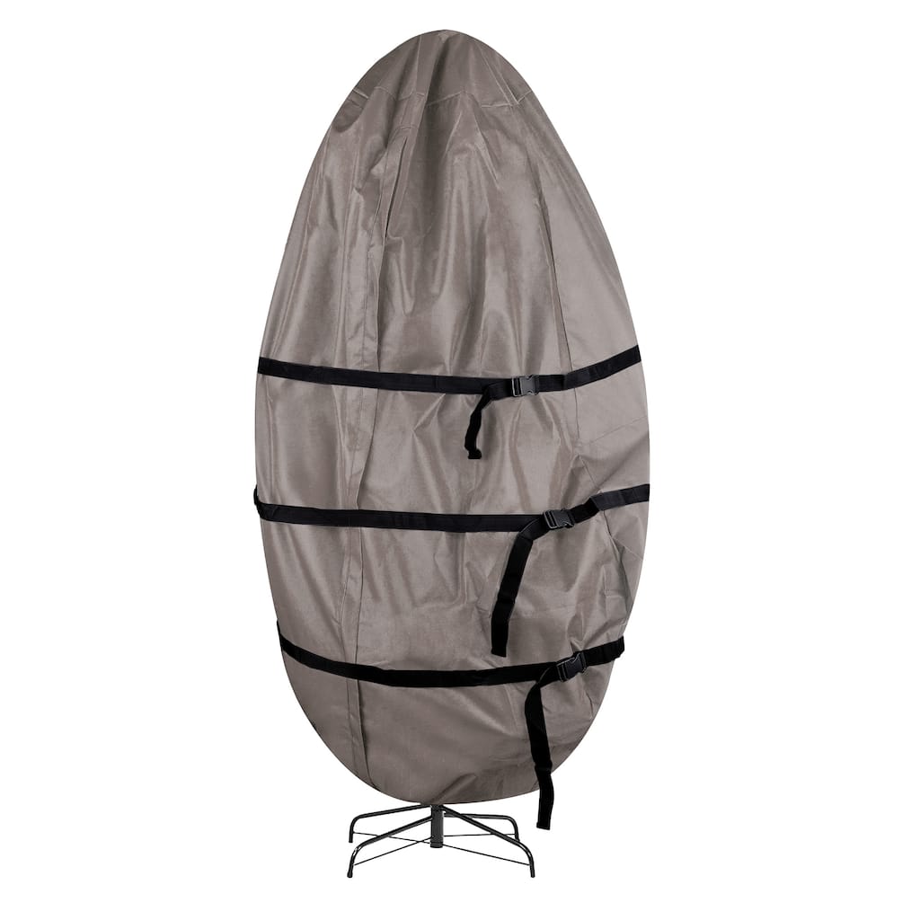 Christmas Tree Storage Bag - Upright Zippered Canvas Cover for 9-Foot Artificial Trees with Buckle Straps by Elf Stor (Gray)