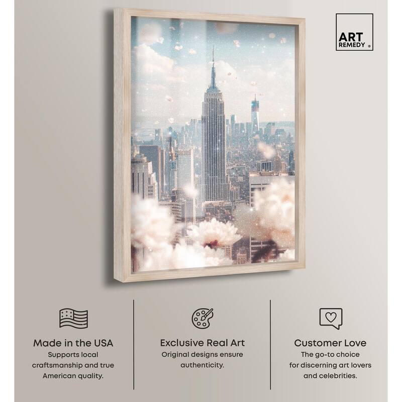 Peonies Over New York Shadowbox by Art Remedy
