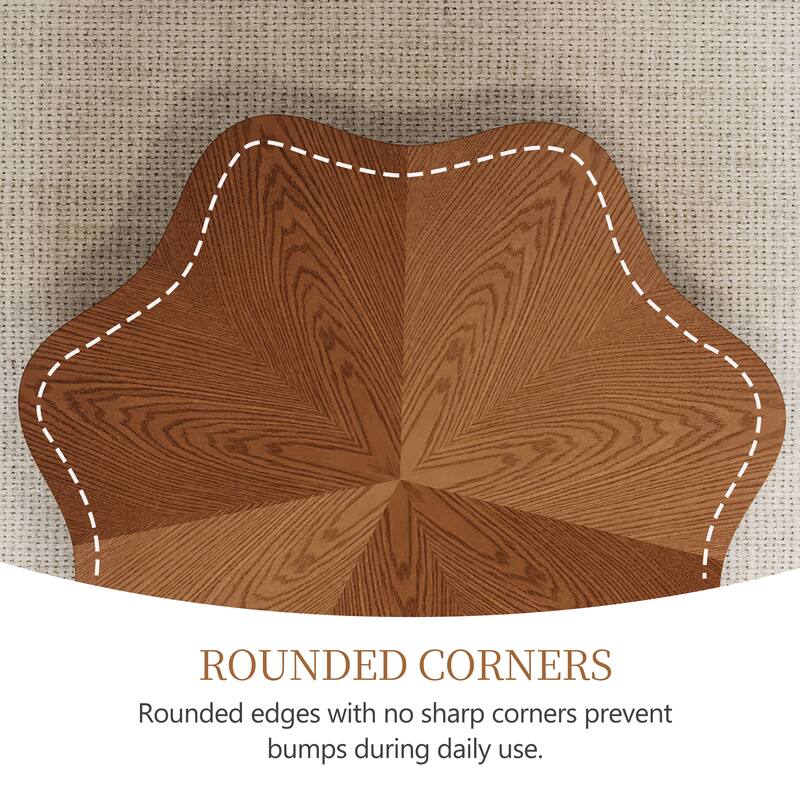 32.5" Petal Solid Wood Veneer Coffee Table - Drawer Storage, Modern&Medieval Living Rooms