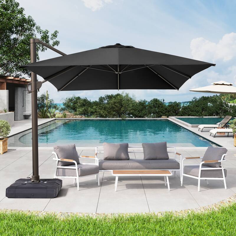 Luxury Outdoor Shade Canopy Patio Cantilever Offset Umbrella with 360-degree Rotation