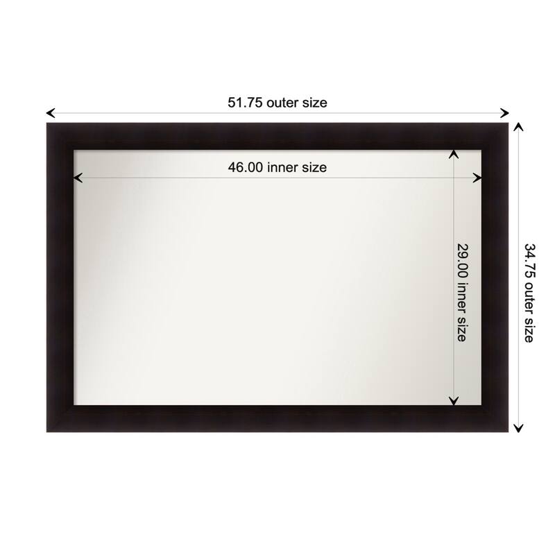 Portico Espresso Framed Non-Beveled Custom Wall Mirror, Bathroom Vanity Mirror - Outer Size: 51.75 x 34.75
