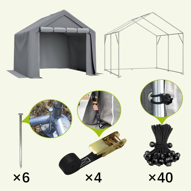 GDFStudio - Multi-Purpose Outdoor Shelter Waterproof & UV-Resistant with Roll-Up Doors