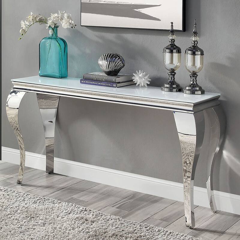 1pc Sofa Table White Glass Top
