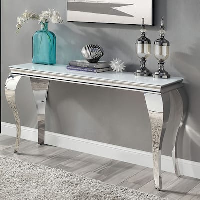 1pc Sofa Table White Glass Top