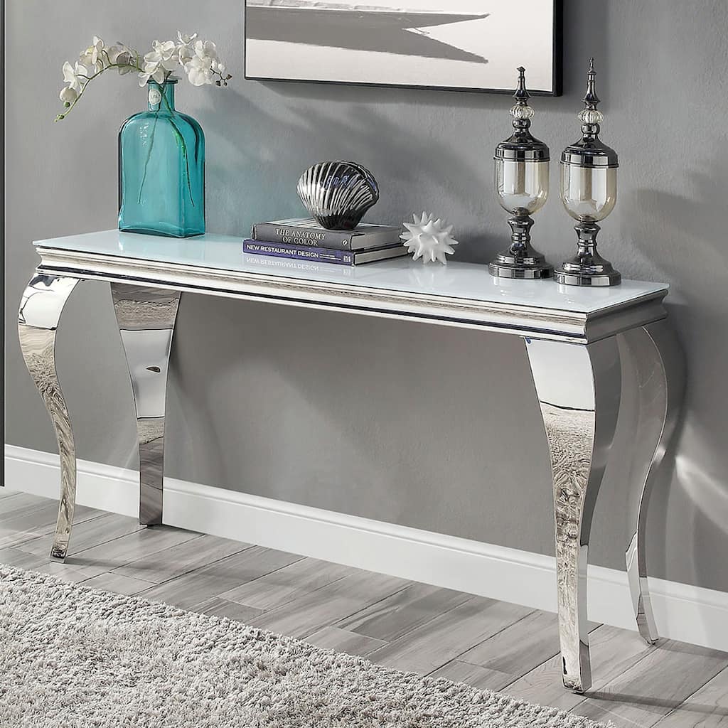 1pc Sofa Table White Glass Top