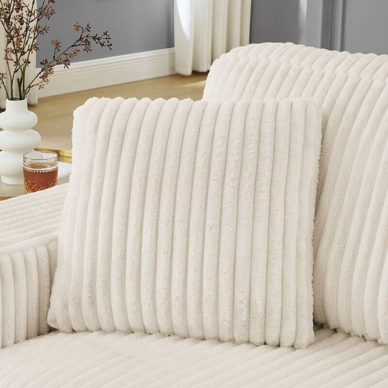 Roomfitters Corduroy Tufted Upholstered Sleeper Sectional Sofa, L-Shape Modular Convertible Sofa with Arc Footstool