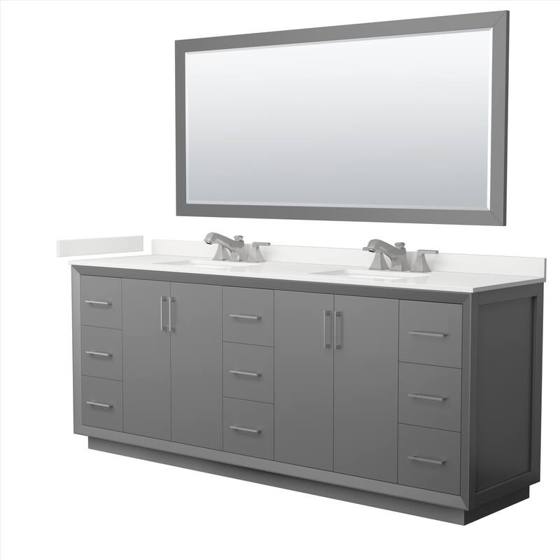 Strada 84-inch Double Vanity, Quartz Top, 70-inch Mirror