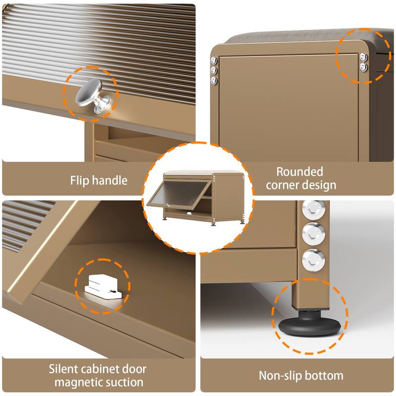 2-Tier Flip-Up Shoe Bench with Storage – 286lb Capacity, Soft Seat & Magnetic Closure