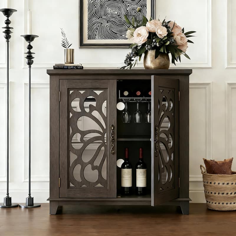 Elegant sideboard with 2 acrylic mirrored doors Sideboard and Buffet