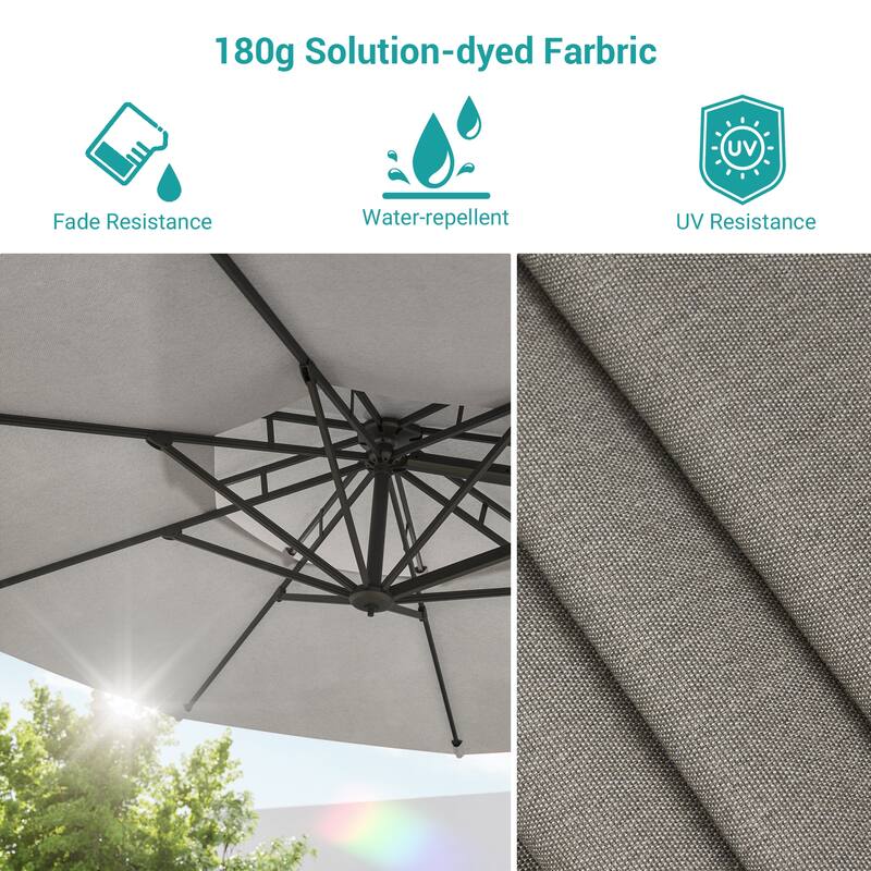 BONOSUKI 11Ft Double Top Aluminum Cantilever Patio Umbrella with Base for Patio Deck Garden, Red