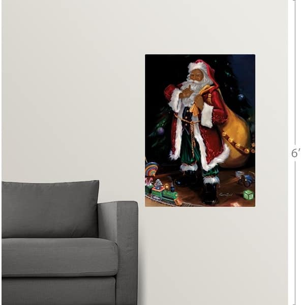 dimension image slide 1 of 5, "African American Santa" Christmas Winter Holiday Poster Print