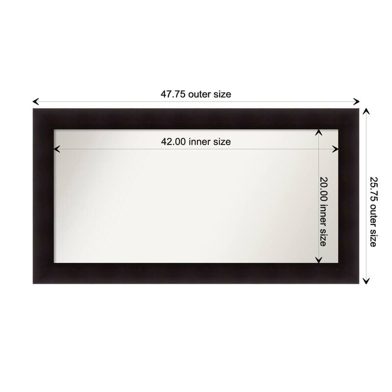 Portico Espresso Framed Non-Beveled Custom Wall Mirror, Bathroom Vanity Mirror - Outer Size: 47.75 x 25.75