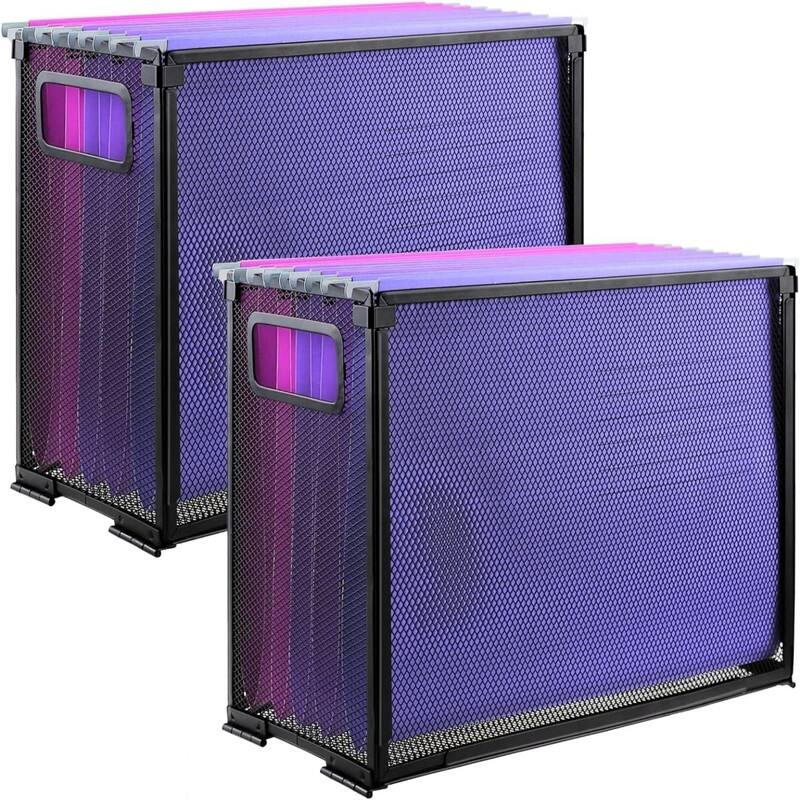 2Pack Mesh Hanging File Folder Organizer(Black) - Black