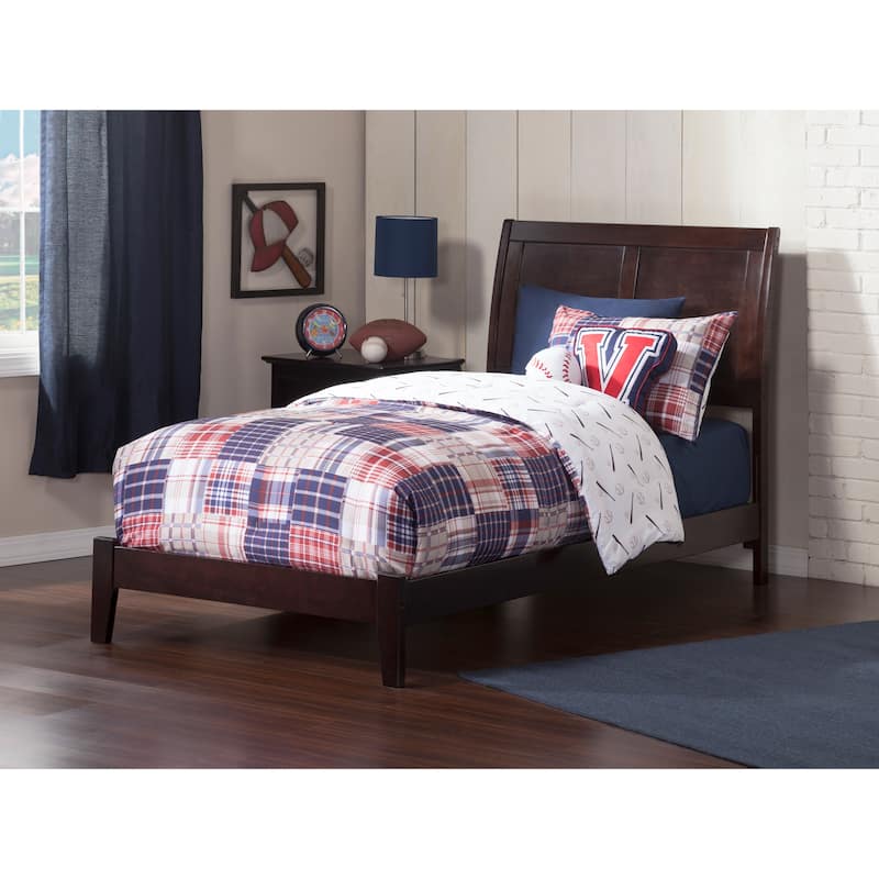 Twin Size Bed Frame Victorian Style Espresso Finish Extra Long Traditional Platform Bed