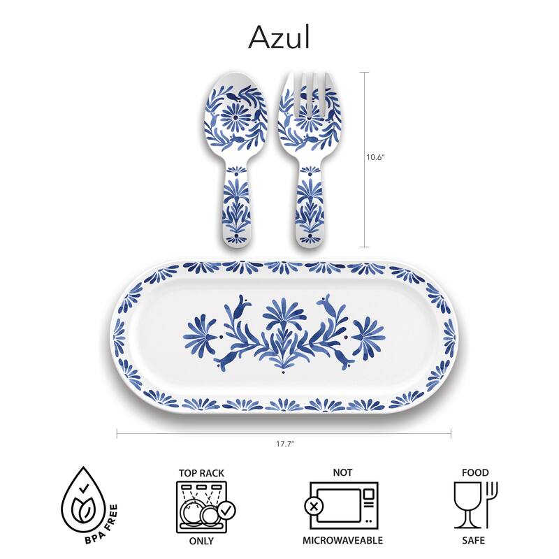 Abode Homewares Azul Melamine Serving Utensils - Blue - Set of 2
