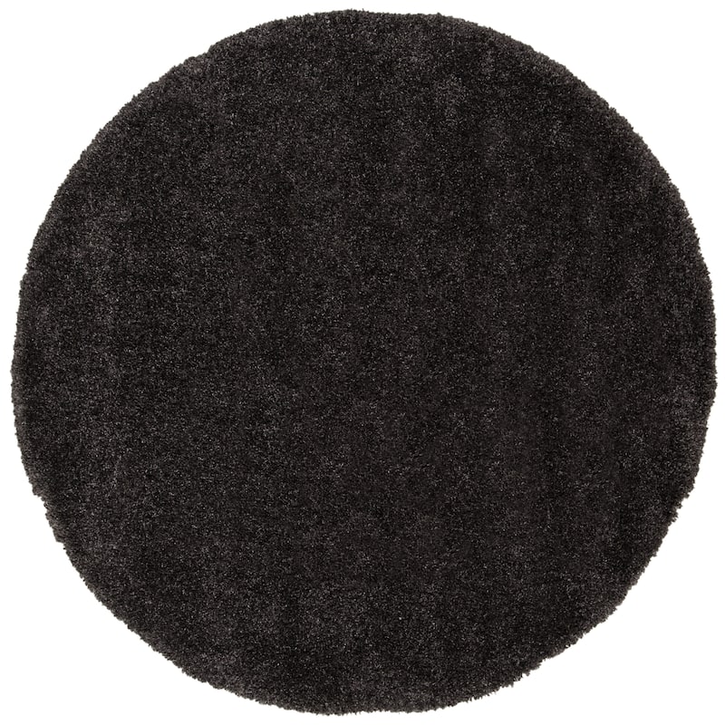 SAFAVIEH Royal Shag Soffia 2-inch Thick Rug - 6'7" x  6'7" - Charcoal - Round