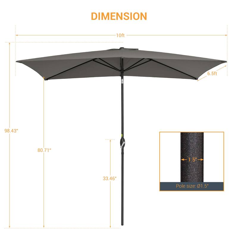 LIVOOSUN 10x6.5ft Patio Market Umbrella Aluminum Table Umbrellas