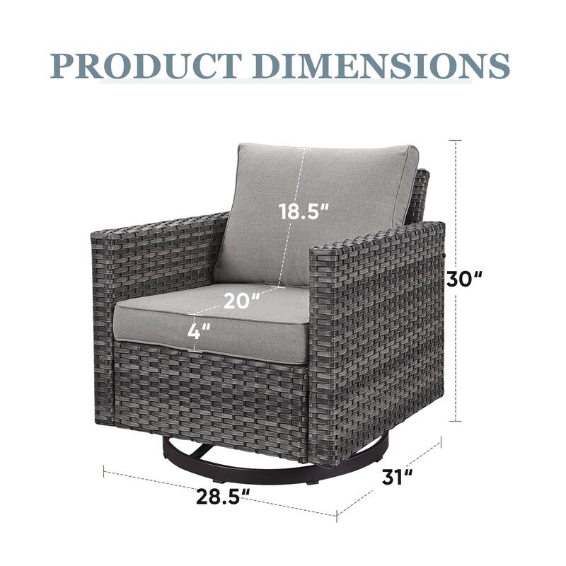 2 Pieces Outdoor Swivel Chairs with Thick Cushions
