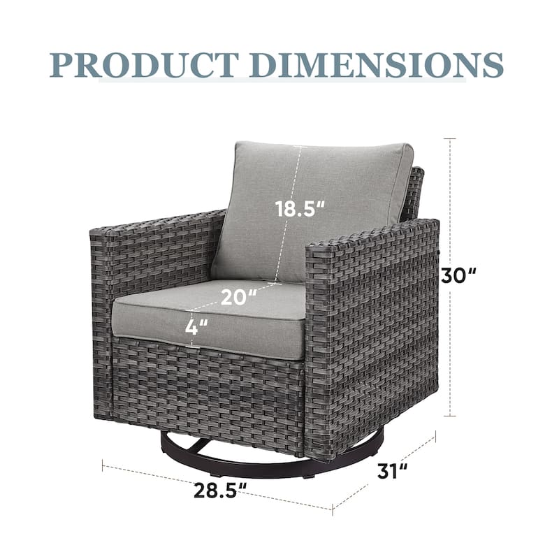 All-Weather PE Wicker Rocking Swivel Chairs - Grey