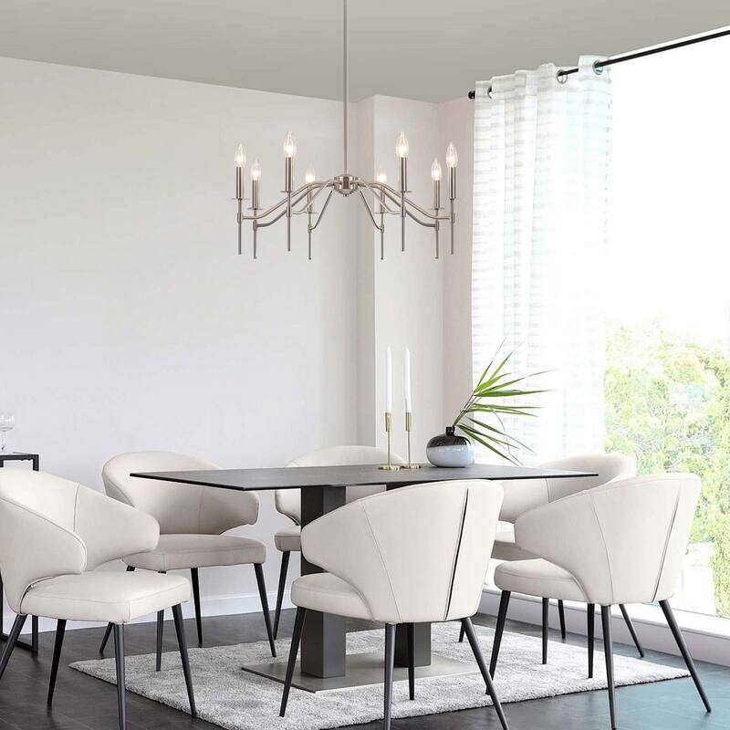 8-Light Hanging Candlestick Linear Foyer Chandelier Lighting Fixture Island Chandelier for Dining Room