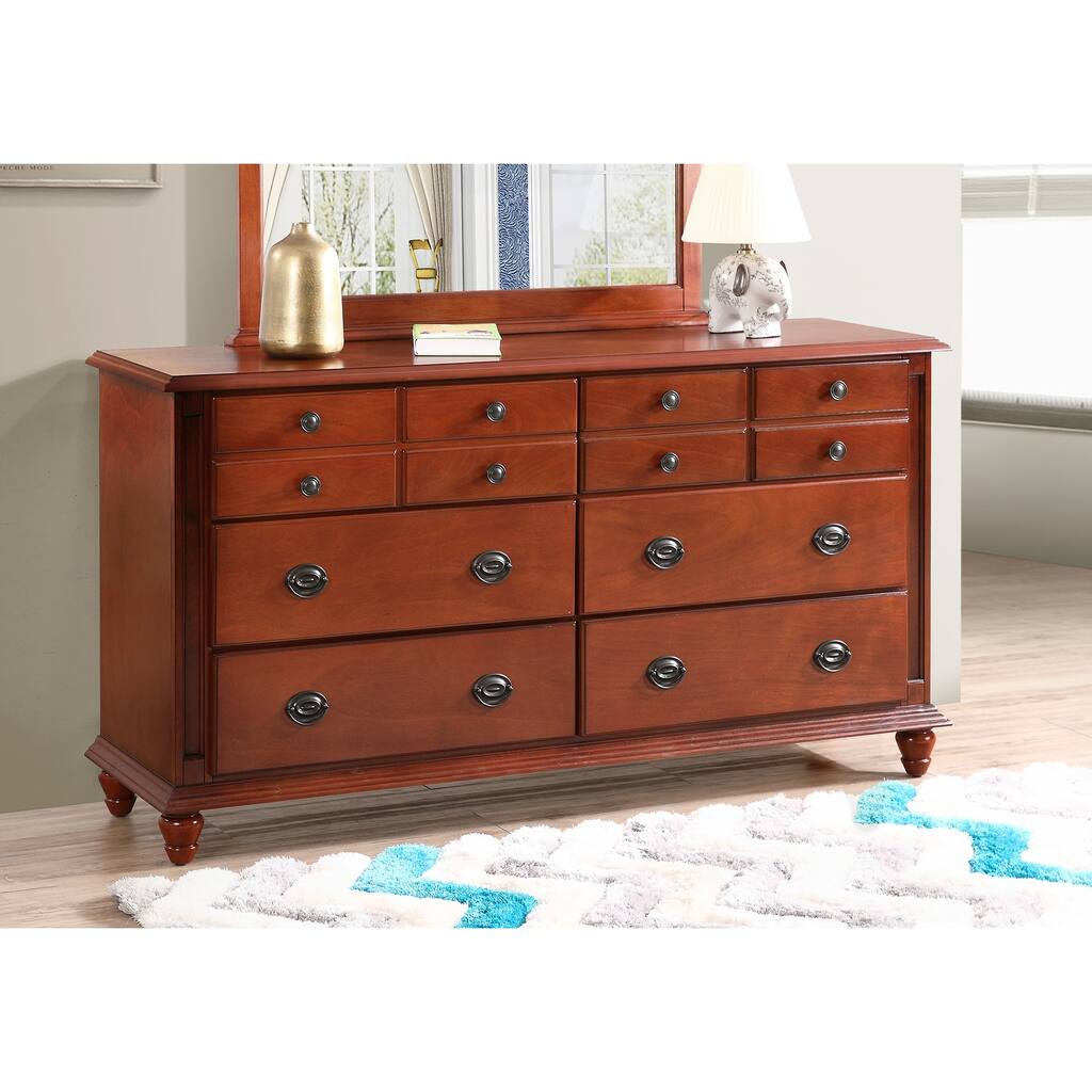 Summit 12-Drawer Cherry Dresser (35 in. X 65 in. X 18 in.)