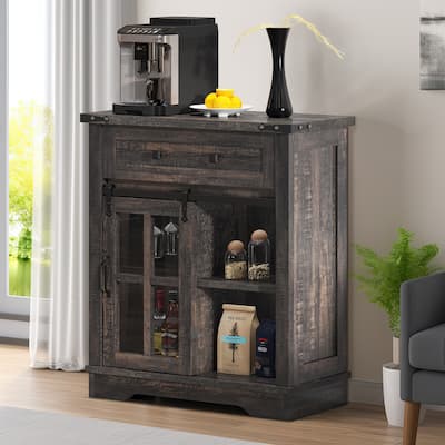Moasis 32 Inch Farmhouse Coffee Bar Cabinet Storage Sideboard
