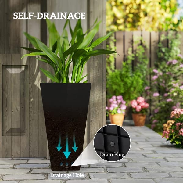 Outsunny 28" Tall Plastic Flower Pot, Set of 3, Large Outdoor & Indoor Plastic  Garden Planters, for Entryway, Patio, Yard - On Sale - Bed Bath & Beyond -  35579746
