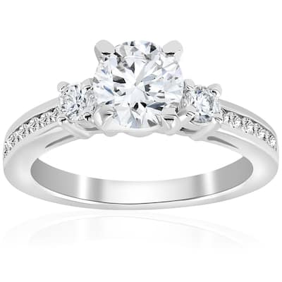 1 ct Diamond Engagement Ring 3-Stone White Gold