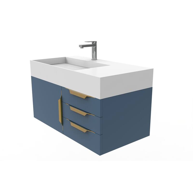 Amazon 36" Wall Mounted Bathroom Vanity Set w/ White Top