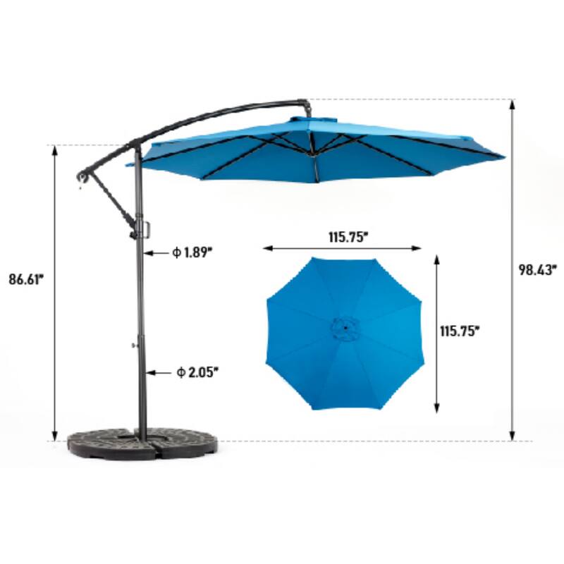 Topcraft 10ft Offset Hanging Market Patio Umbrella