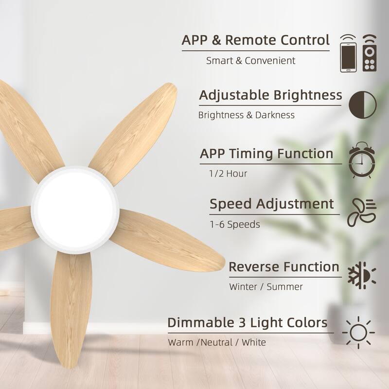 42-inch Eye-Protection Light Source Black Fan Blades High Airflow Plug-in Fan Blades ABS Plastic Fan Blades Ceiling Fan Light