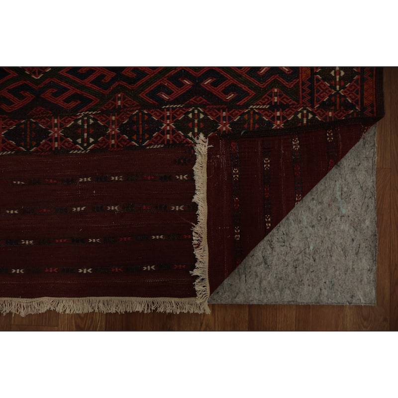 Hand Knotted Oriental 100% Wool Carpet Traditional All-Over Red Sumak Area Rug - 10' 7'' X 6' 9''