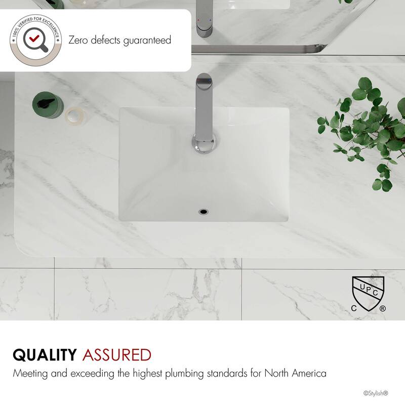 18.25"W x 13"D White Rectangular Undermount Bathroom Sink Set of 2